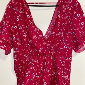 Shein Red Surplice Peplum Top